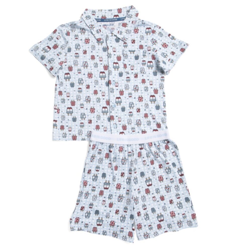 NWT LIFE IS GOOD Boys 2pc Popsicle Coat Front Blue Pajama Set
